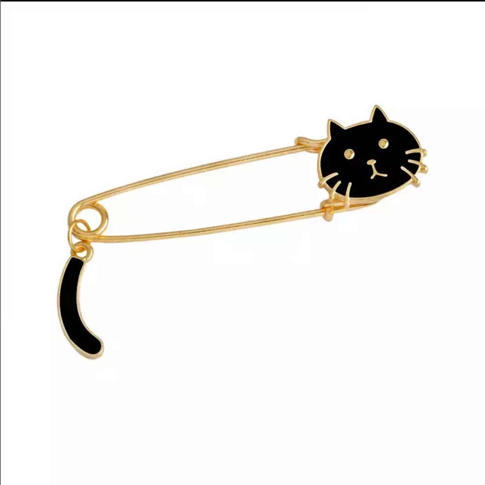 Cat Safety Pin Brooch - Picture 2 of 5